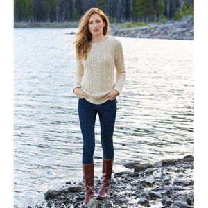 L.L. Bean Fisherman Tunic Knit Sweater Beige NEW Medium